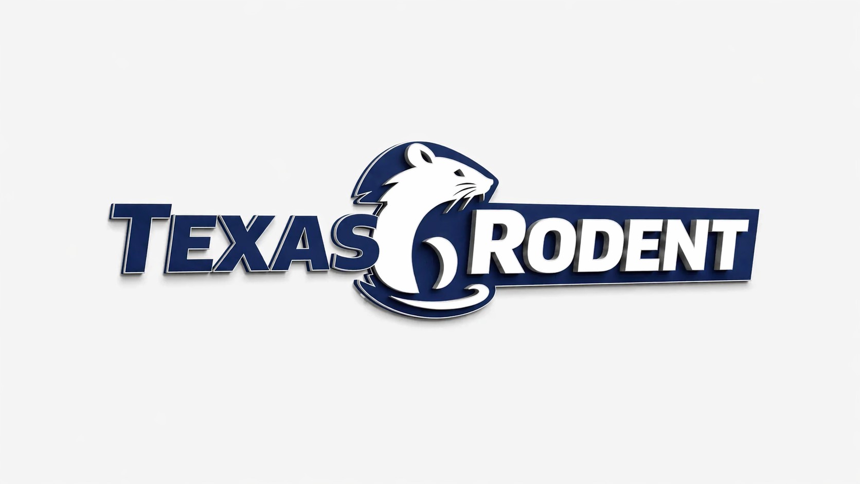 Texas Rodent — dimensional wordmark logo with rat mascot